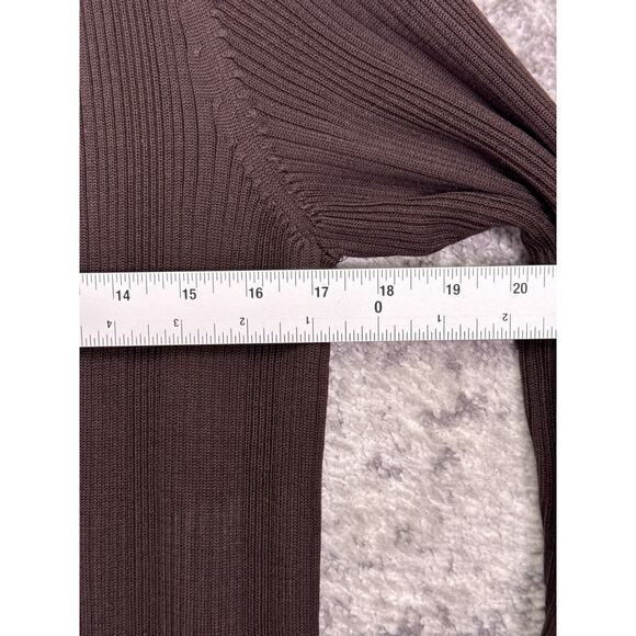 Boss Hugo Boss Sweater Large Mens Brown Silk Blend Knit Slim Fit Turtleneck - Picture 4 of 9